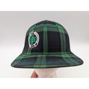 Hellanbach Flexfit Hat Green Black Plaid Embroidered Logo Cap L-XL Yupoong